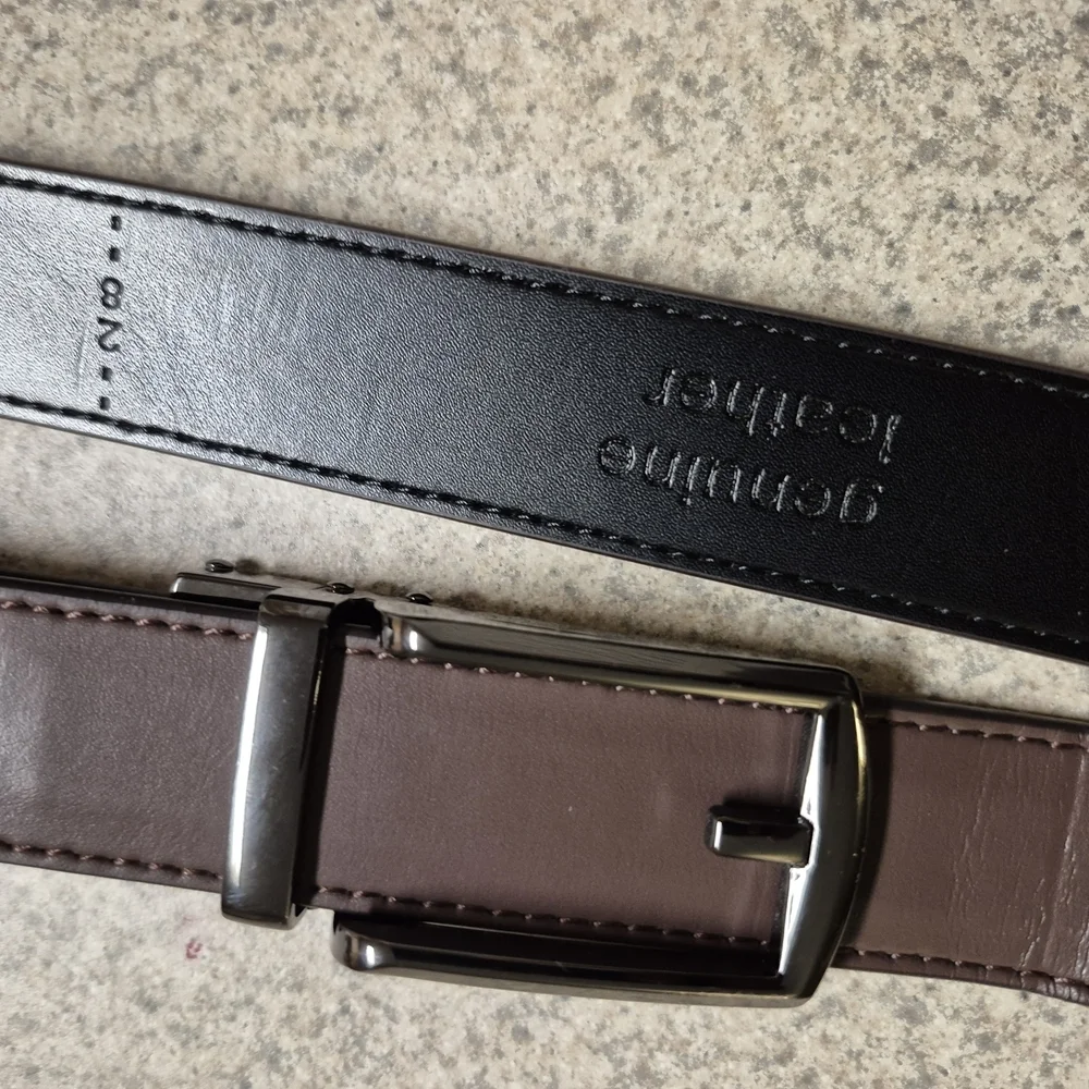 Reversible Black and Brown Leather Belt